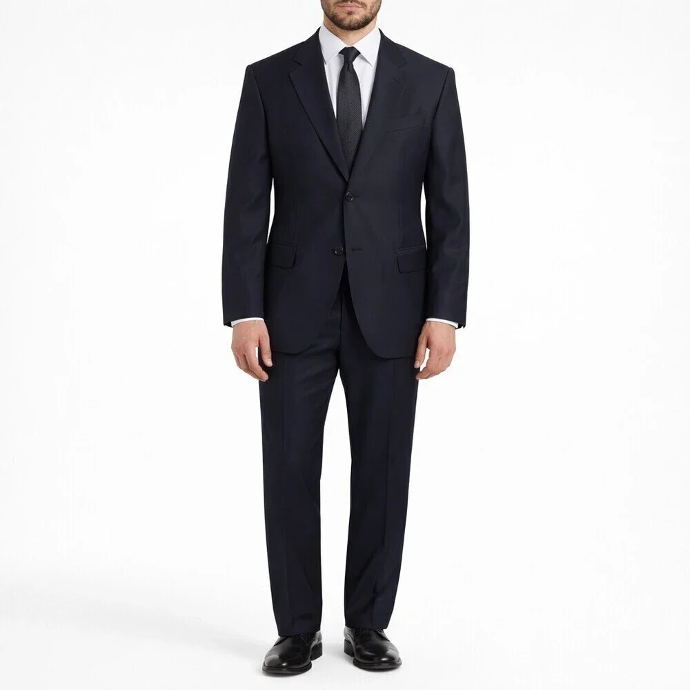 Gucci Mens Black Wool Suit Tom Ford Era Italy Tailored Jacket Pants Size 44R